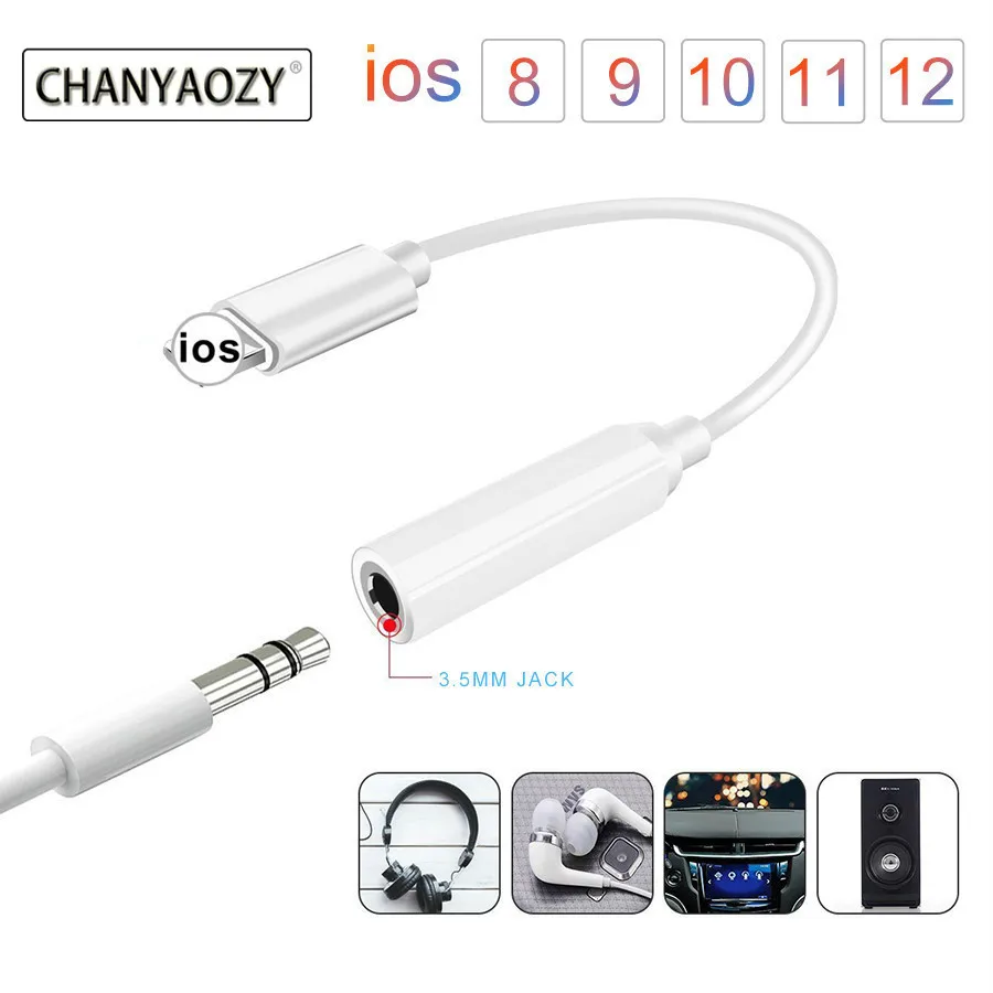 

Music Headphone Adapter For iPad iPhone 6 6s 7 8 PLUS X XS XR AUX Adapter For Lightning Female To 3.5mm Male Adapters Jack Cable