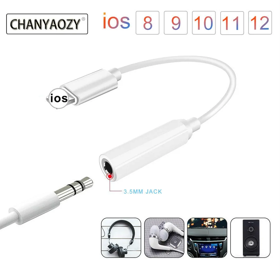 Music Headphone Adapter For iPad iPhone 6 6s 7 8 PLUS X XS XR AUX Adapter For Lightning Female To 3.5mm Male Adapters Jack Cable