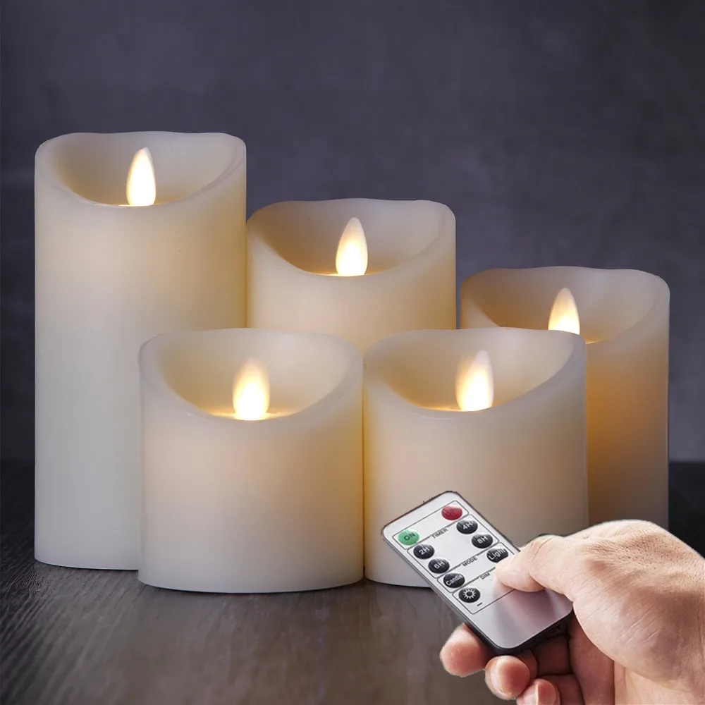 Pillar LED Electronic Flameless LED Candle Light Ivory with Remote and