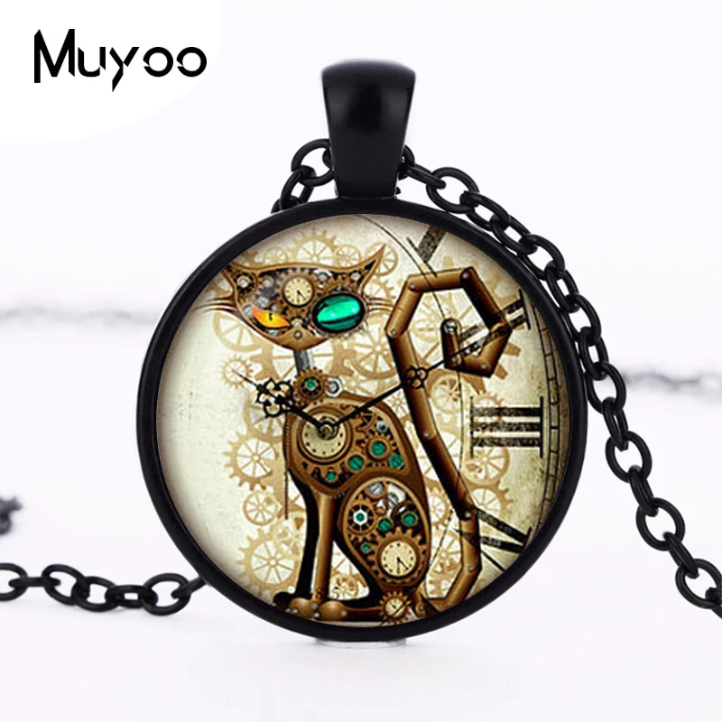 Новинка 2017 подвеска в виде кошки hotSteampunk часы стиле стимпанк круглые подвески с