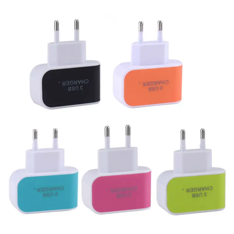 

5V 2A EU Triple USB Port Home Travel AC Wall Power Charger Adapter Candy Color USB Charger for Mobile Phone Tablet