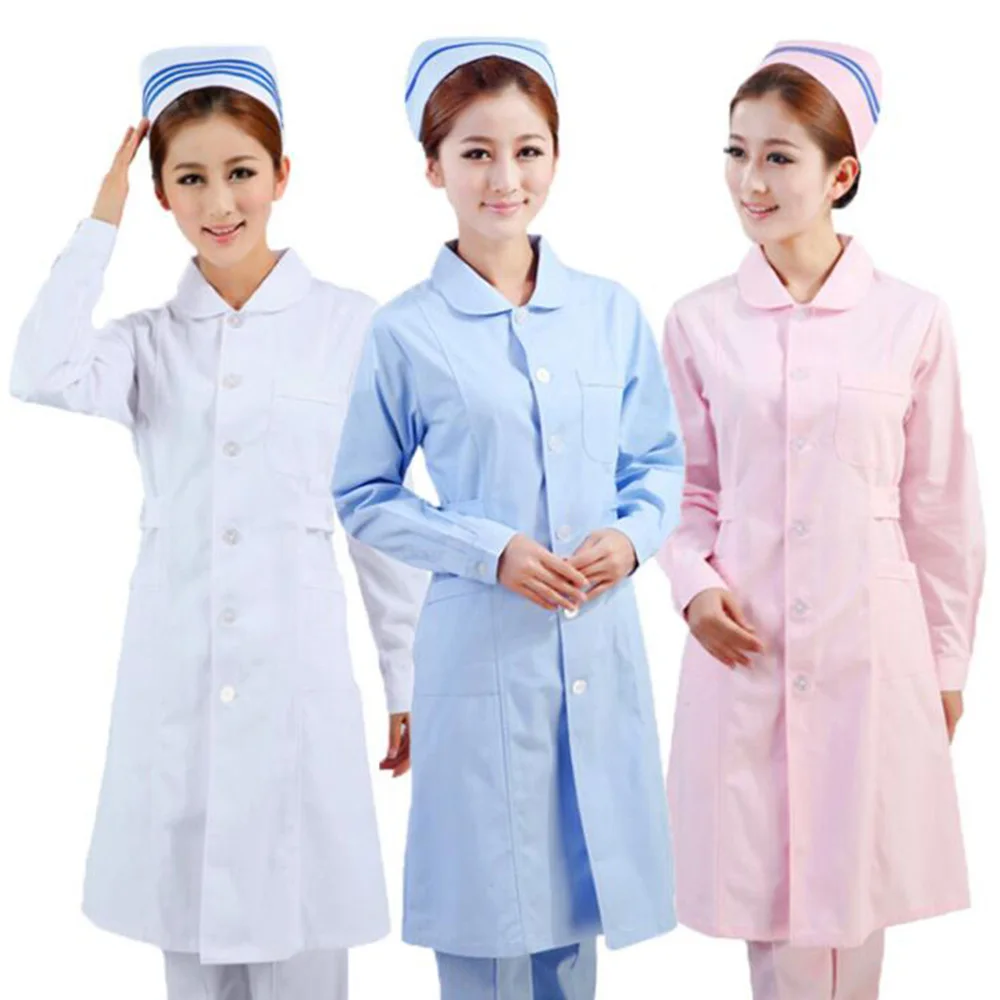 

Hight Quality Long-sleeved Round Neck Nurses Medical Beauty Salons Pharmacy Semi-permanent Overalls Doctors Wear White Coats