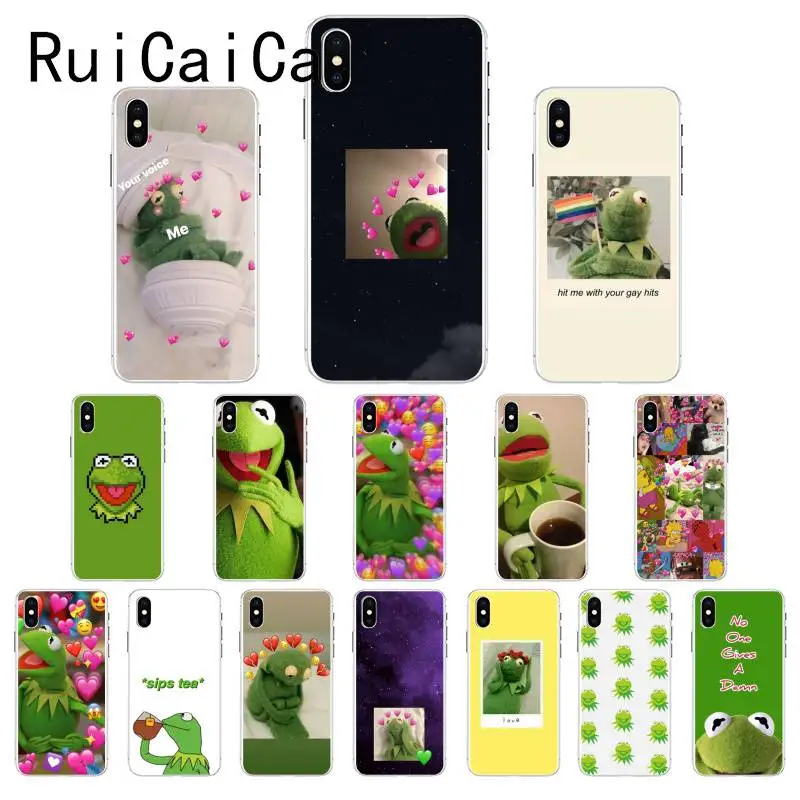 Ruicaica Kermit зеленая лягушка Забавный Милый гей мягкий чехол для телефона из ТПУ iPhone X