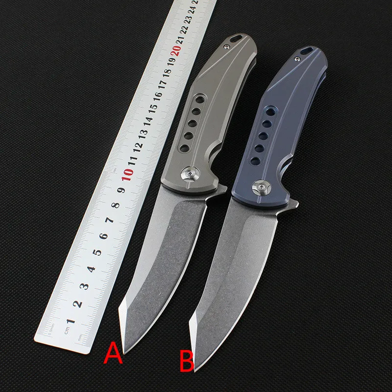 

High quality K1 folding knife Stone wash D2 blade TC4 titanium handle camping Hunting Survival Tactical knife EDC utility tools