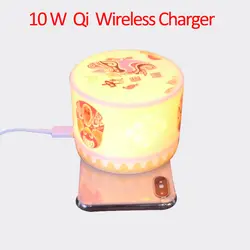 2019 новый продукт 10 Вт керамика Qi Беспроводное зарядное устройство со светодиодный подсветкой для iPhone X/XS беспроводной зарядки мобильного