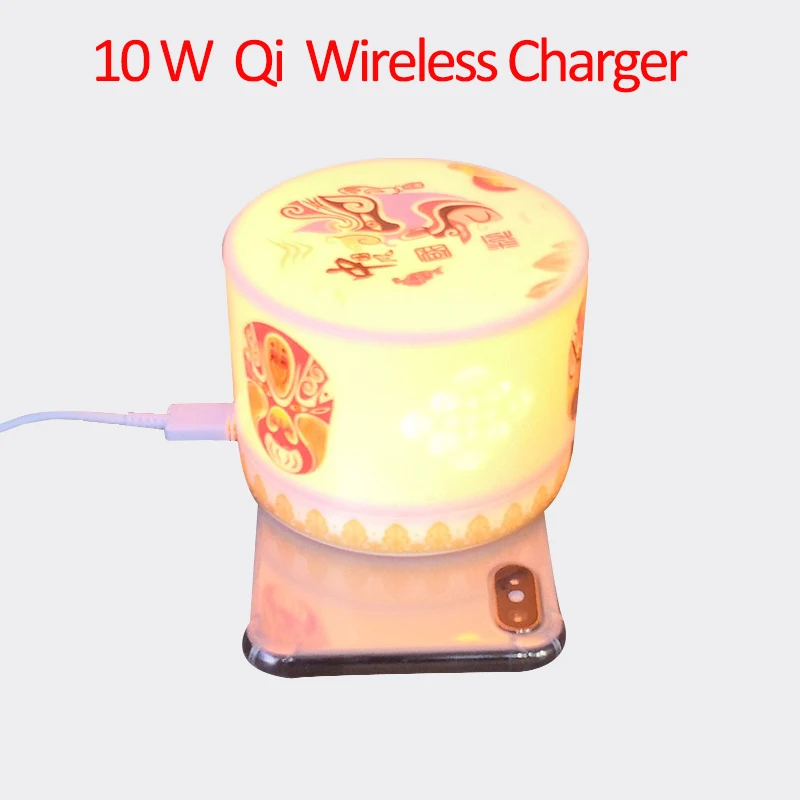 

2019 New Product 10W Ceramics Qi Wireless Charger with LED Light for iPhone X/XS Wireless Charging Mobile Phone for Samsung