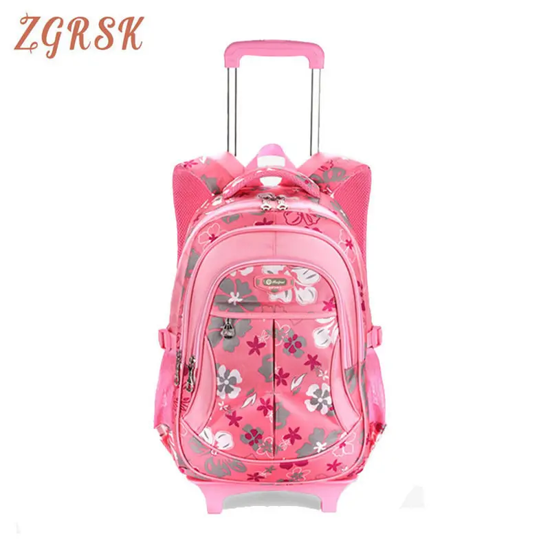 

Kids Wheel Schoolbag Waterproof Children Trolley Nylon School Bag Backpack Wheeled Backpack Bag For Grils Student Backpacks