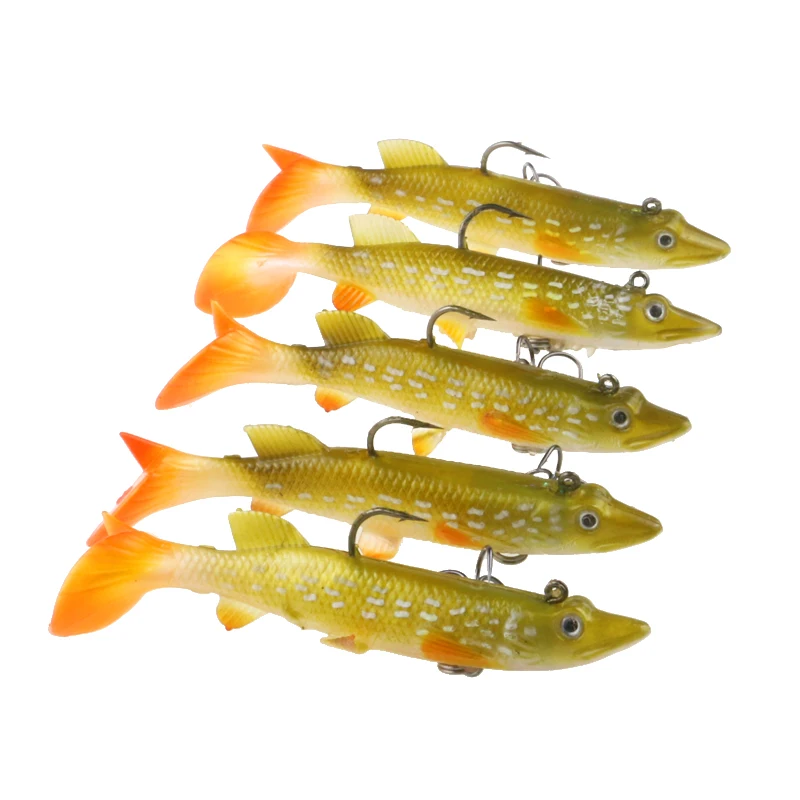 5Pcs Lifelike Muskie Soft Lead Fish Baits 9.5cm 14.5g Soft Fishing Lure Swimbait Jigging Bait