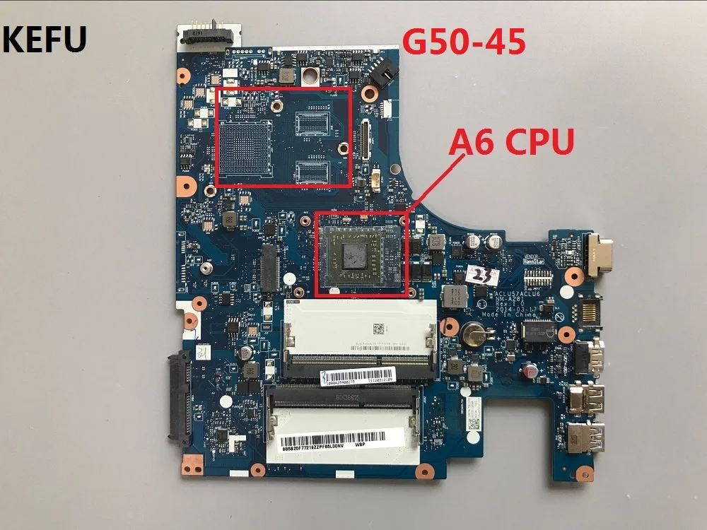 

KEFU NEW ACLU5 ACLU6 NM-A281 For lenovo for ideapad G50-45 laptop motherboard A6-6310 CPU 100% WORKING