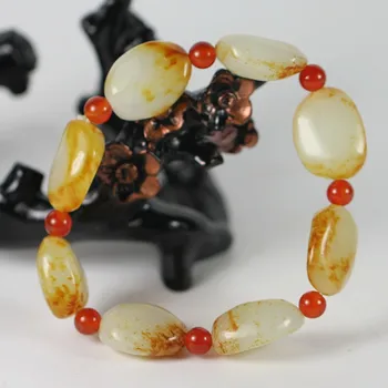 

Natural White Red Hetian Jade Bracelets Hand Carved Jewelry Gifts Wholesale