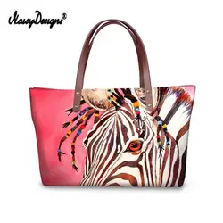 3D Розовая зебра живопись роскошные женские сумки для покупок водонепроницаемые сумки путешествия шоппинг для девочек Сумка Bolso Mujer