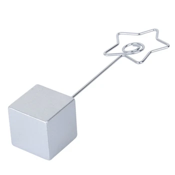 

Silver Star Shape Resin Square Base Card Picture Memo Photo Clips Wire Clip
