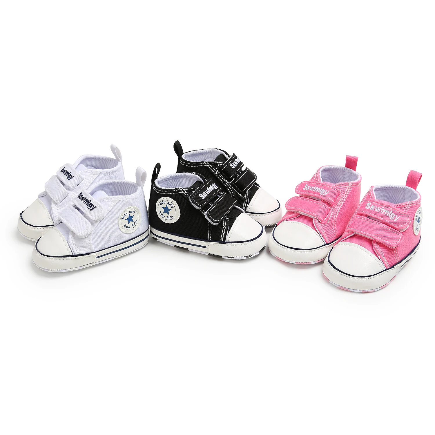 Детская обувь; хлопковые кроссовки для мальчиков и девочек; мягкая нескользящая подошва для новорожденных; обувь для первых шагов; крючок для малышей и петля; парусиновая обувь для малышей
