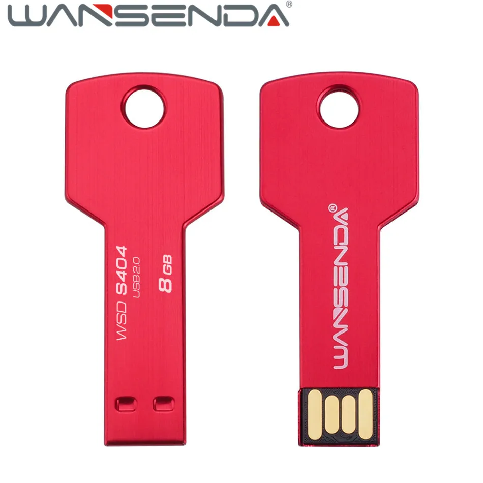 Wansenda waterproof 16gb key shape USB flash drive USB 2.0 4GB Pen Drive 32GB usb stick flash drive pendrive 64GB memory card