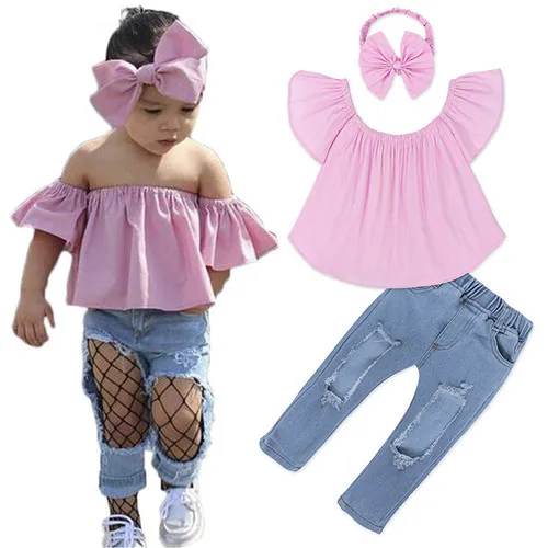 Children Sets for Girls Fashion 2022 New Style Girls Suits for Children Girls T-shirt  + Pants + Headband 3pcs. Suit Cute Girls children's clothing sets expensive Clothing Sets