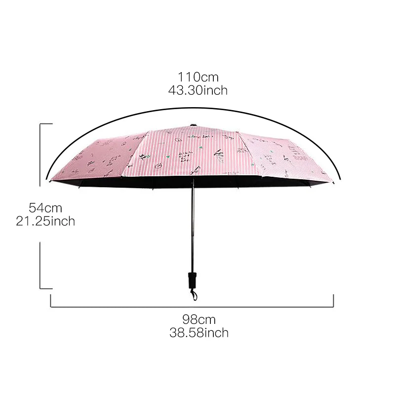 Полосатый портативный зонтик со словами, женский складной зонтик, Женский Солнечный зонтик, прекрасный мини карманный зонтик