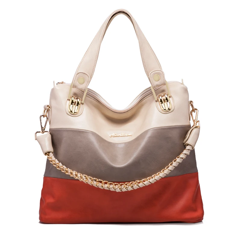 Leather Women Handbag Luxury Feminina Tote Chains Solid Color Messenger Bag Ladies Large Capacity Shoulder Bag For Women Sac A