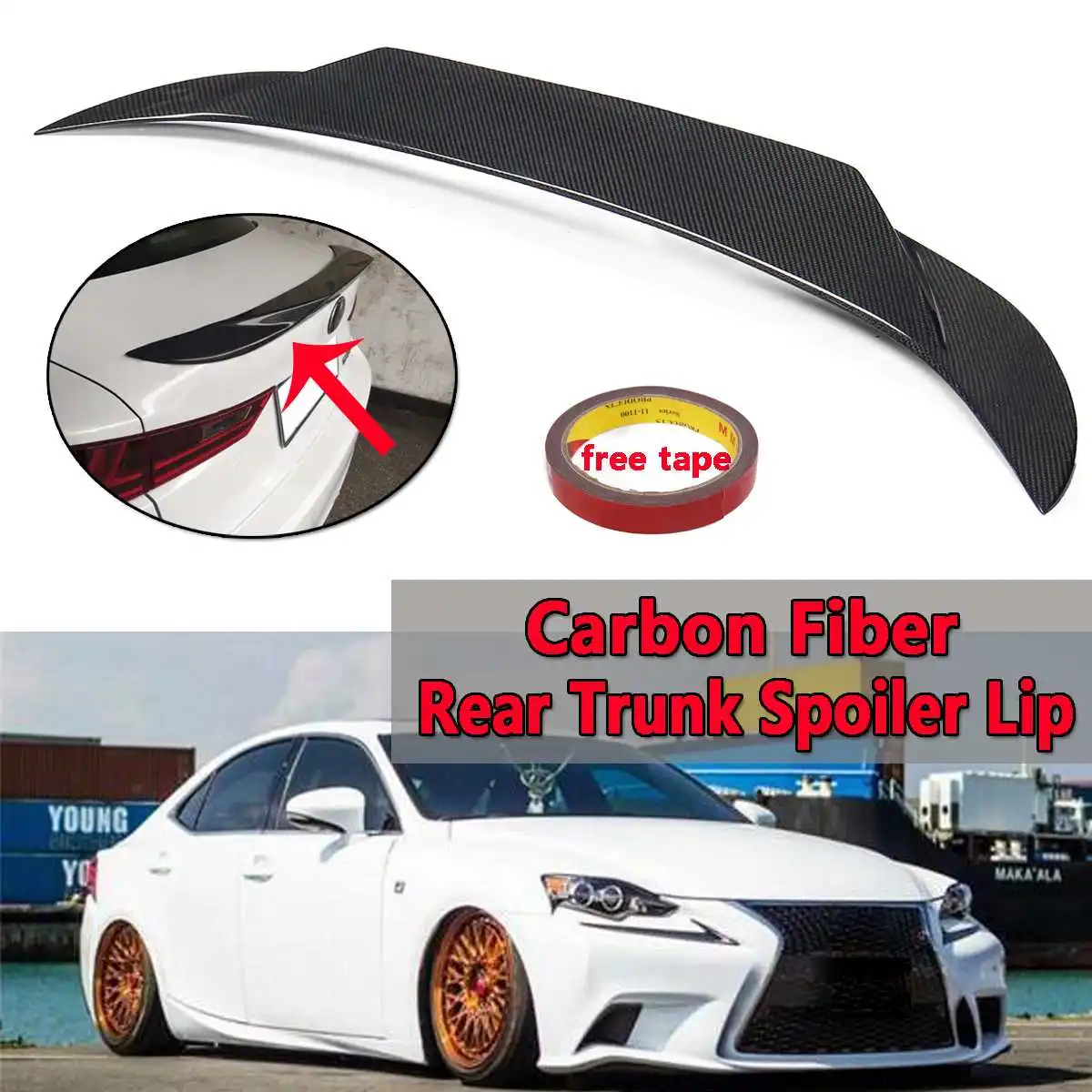 

Real Carbon Fiber Rear Trunk Spoiler Lip For Lexus 2014-17 IS250/IS350/IS300/IS200t Sedan Aluminum Rear Wing Spoiler Rear Trunk