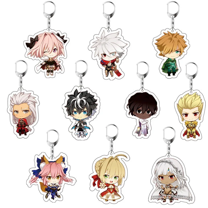 

Fate stay night anime Acrylic keychain Saber fashion funny novelty anneau porte clef bag pendant key chains portachiavi breloki