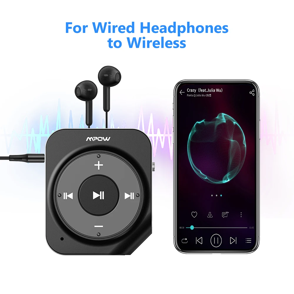 Bluetooth приемник Mpow BH203 15 часов воспроизведения двойной микрофон шумоподавление