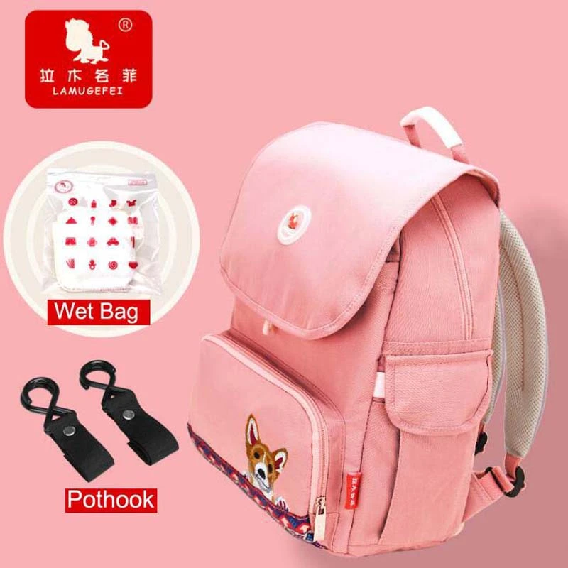 pink backpack changing bag