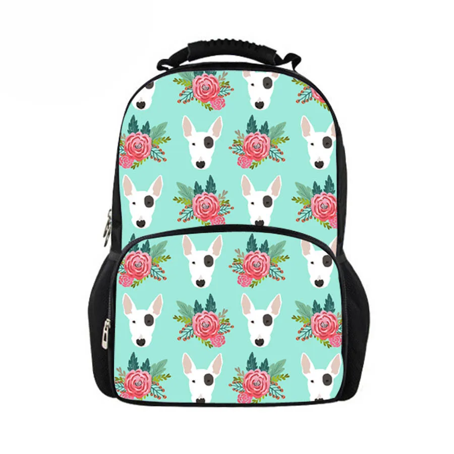 

New Children Backpack Set Pitbull Floral Printing High Quality Pack for Teenagers Boys Girl Orthopedic Kids Book Bag