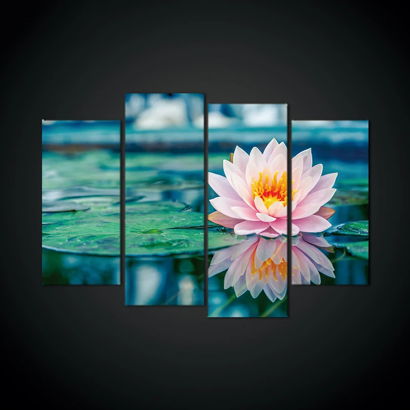 Wall-Canvas-Print-painting-Flower-White-Black-Wall-Art-Picture-with-Modern-4-Pcs-Wall-Paintings