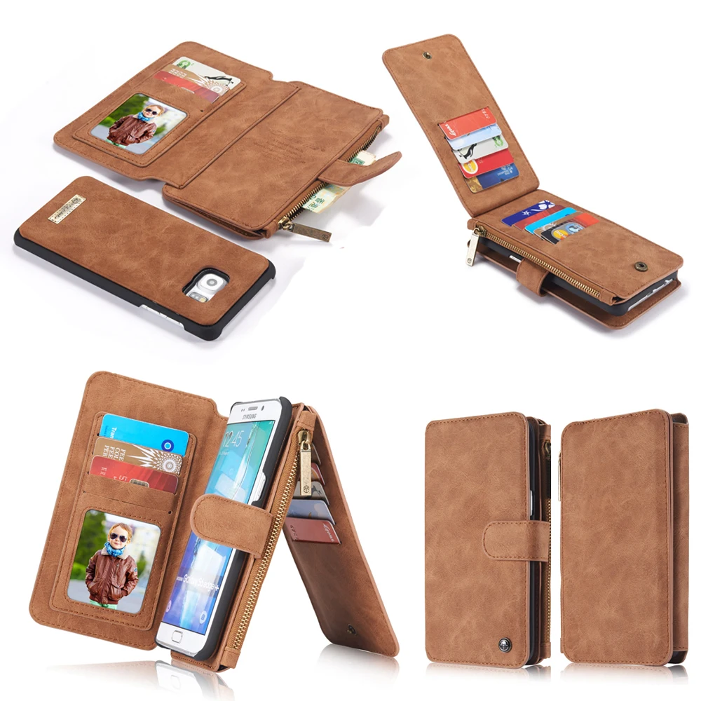 imágenes para Marca de lujo retro de cuero con cremallera bolso del teléfono case para samsung galaxy Borde S6 S7 S8 plus nota 5 Billetera Ranura de la Tarjeta Protectora cubierta imágenes para Marca de lujo retro de cuero con cremallera bolso del teléfono case para samsung galaxy Borde S6 S7 S8 plus nota 5 Billetera Ranura de la Tarjeta Protectora cubierta