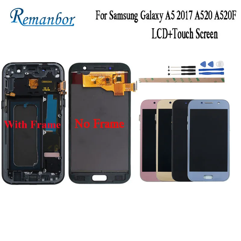 Remanбор для Samsung Galaxy A5 2017 lcd A520 A520F ЖК-дисплей и сенсорный экран + рамка Amoled 5 2