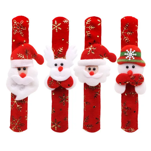 Рождественский браслет из 3 предметов, подарки на год, вечерние детские игрушки, Санта-Клаус на запястье, снеговик, лось, защелкивающееся кольцо - Цвет: 3pcs random