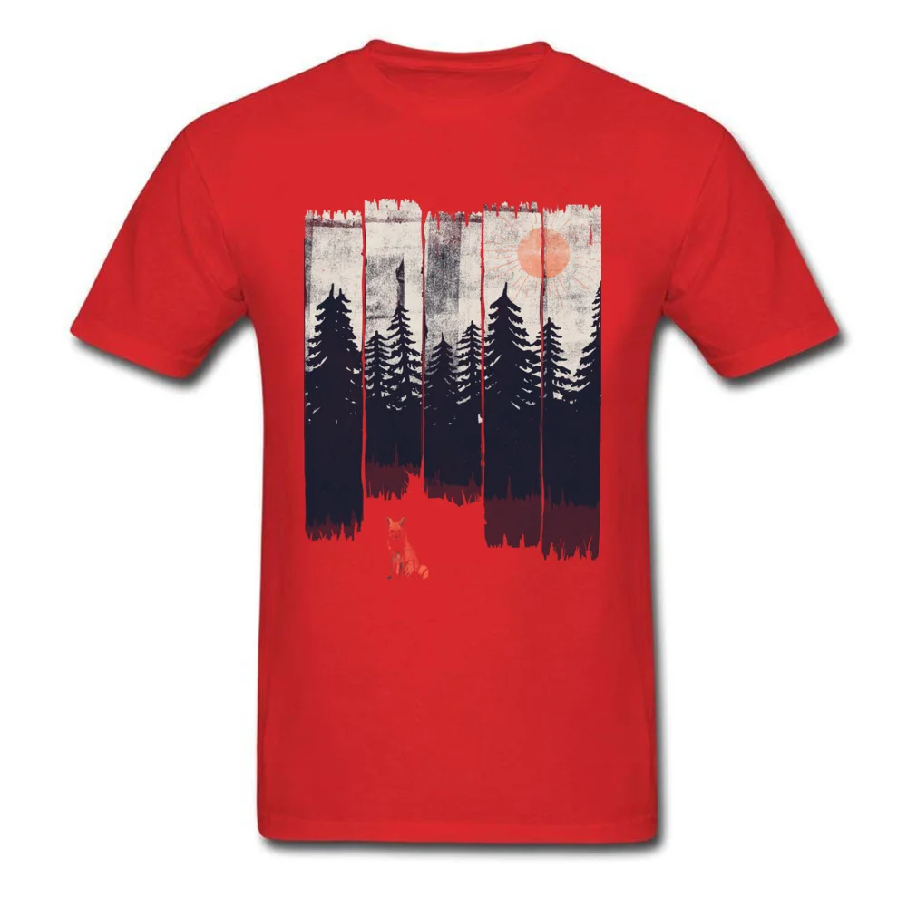 100% Cotton Men Short Sleeve A Fox in the Wild T-Shirt Print Tops T Shirt Family Printed Round Collar Tee Shirts A Fox in the Wild red