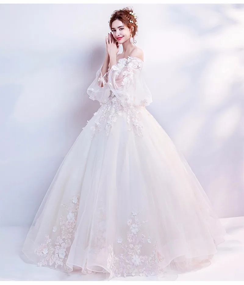 Darlingoddess Свадебные платья цвета шампанского Милая 3D Цветочная аппликация на шнуровке сексуальное свадебное платье для беременных