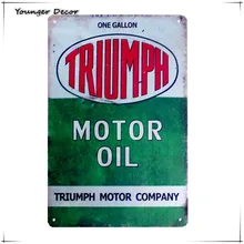 Один галлон Триумф моторное масло украшение стены для паба бар для магазина, гаража Ретро оловянный плакат старинные металлические знаки YA159