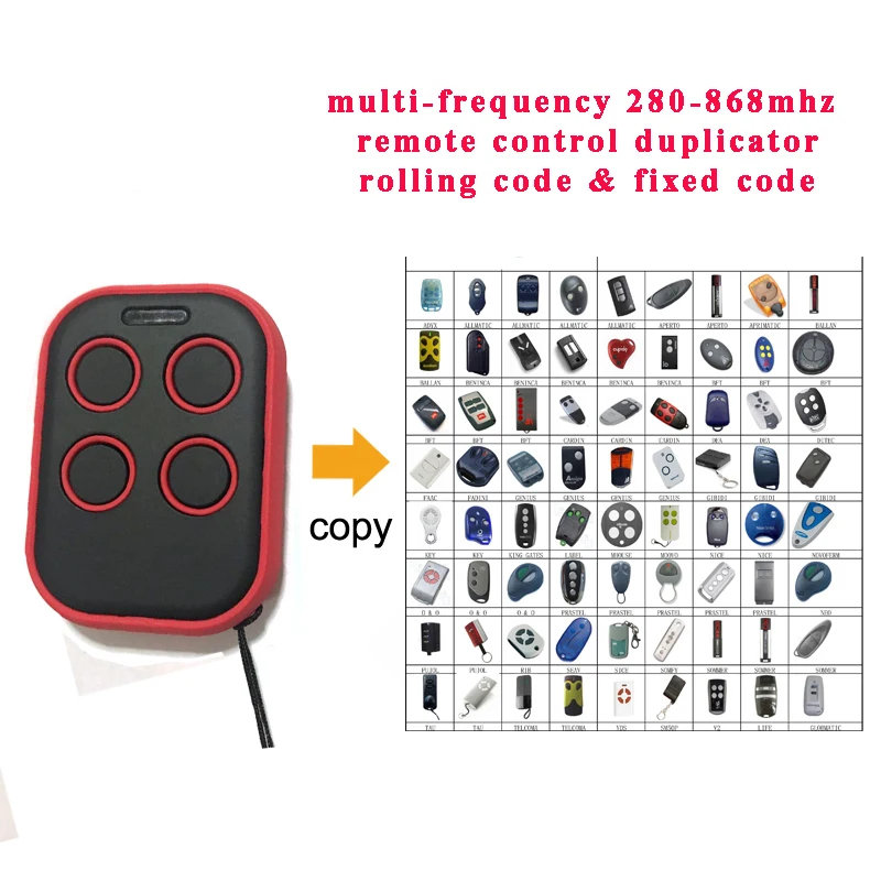 

Electric Face to Face Copy Garage Door Opener Remote Control 4 Button 300-868Mhz Car Gate Transmitter Duplicator Rolling Code