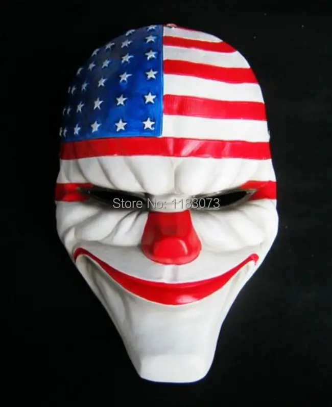 Payday 2 Heist Dallas US National Flag Masks Heist Joker Clown Bank