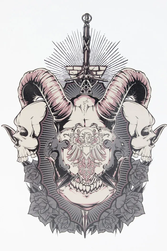 Татуировка в виде черепа с рогом козы, размер 21X15 см, сексуальная красивая татуировка, водостойкая, горячая Распродажа, Временные татуировки, наклейки