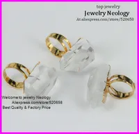free ship! 5pcs of Gold 24 kt. Plated Wholesale natural Clear quartz crystal Point gem stone jewelry ring NEW DESIGN!