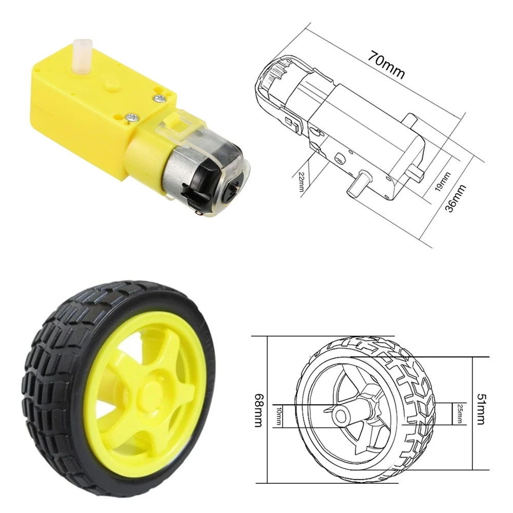 TT Motor 스마트 자동차 로봇 기어 모터, arduino Diy 키트 바퀴 스마트 자동차 섀시 모터 로봇 원격 제어 자동차 ...
