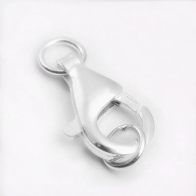 

Hot 10PC Pure Real 925 Stamp Sterling Silver Lobster Claps with Two can not open Circle For Jewelry Accessories Wholesale Price