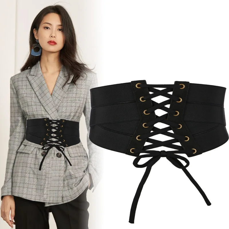 New Black bow Fold Cummerbunds Female Woman Belt zipper cummerbund wide