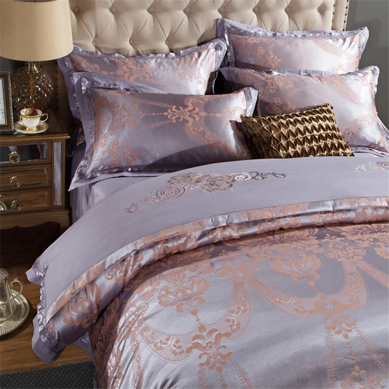 Waliicorners Silk Cotton Jacquard Golden Classic Bedding set Silky Smooth Duvet Cover Bed Sheet Pillowcases 28 20186131391-2