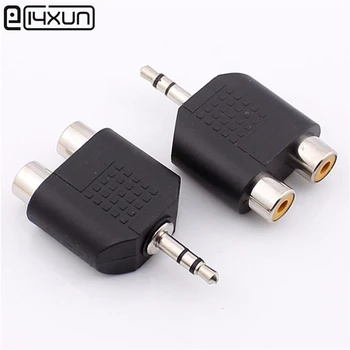 

50pcs 3.5mm 3 Pole Stereo Male Plug to RCA Female Socket 1 in 2 Audio Adapter Connector