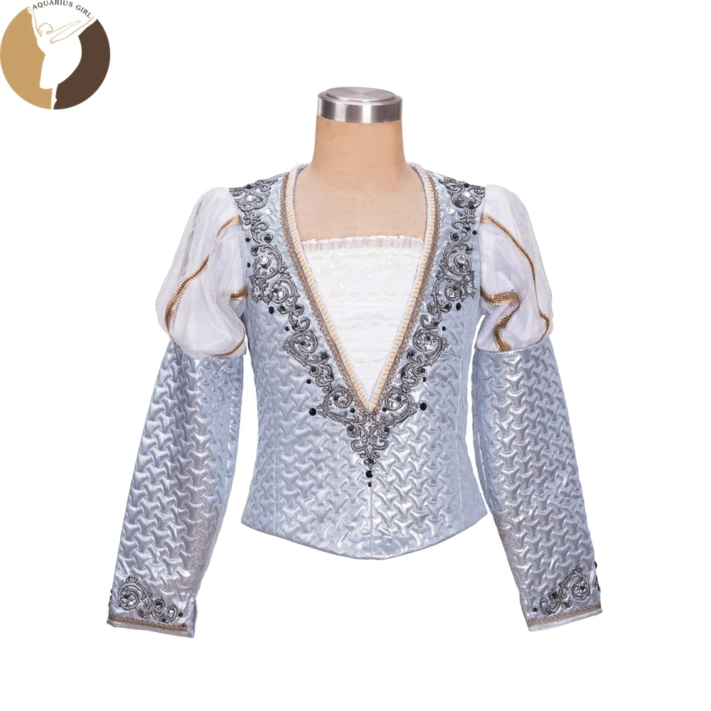 

Professional Man Tunic Ballet Performance Competition King Silver Top Wear Male Ballet Jacket Custom Made Princes Dance Wear