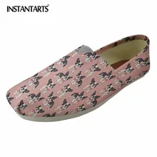 INSTANTARTS/стильная женская обувь на плоской подошве с принтом в стиле «Бостон-терьер»; Летняя Повседневная парусиновая обувь; модная женская обувь для беременных без застежки