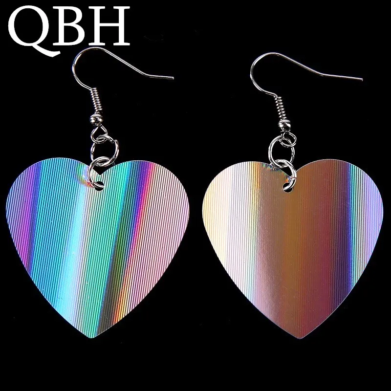 

EK398 New Fashion Heart Drop Earrings for Women Statement Harajuku Rainbow Color Sequins Dangle Brincos Fashion Jewelry Bijoux