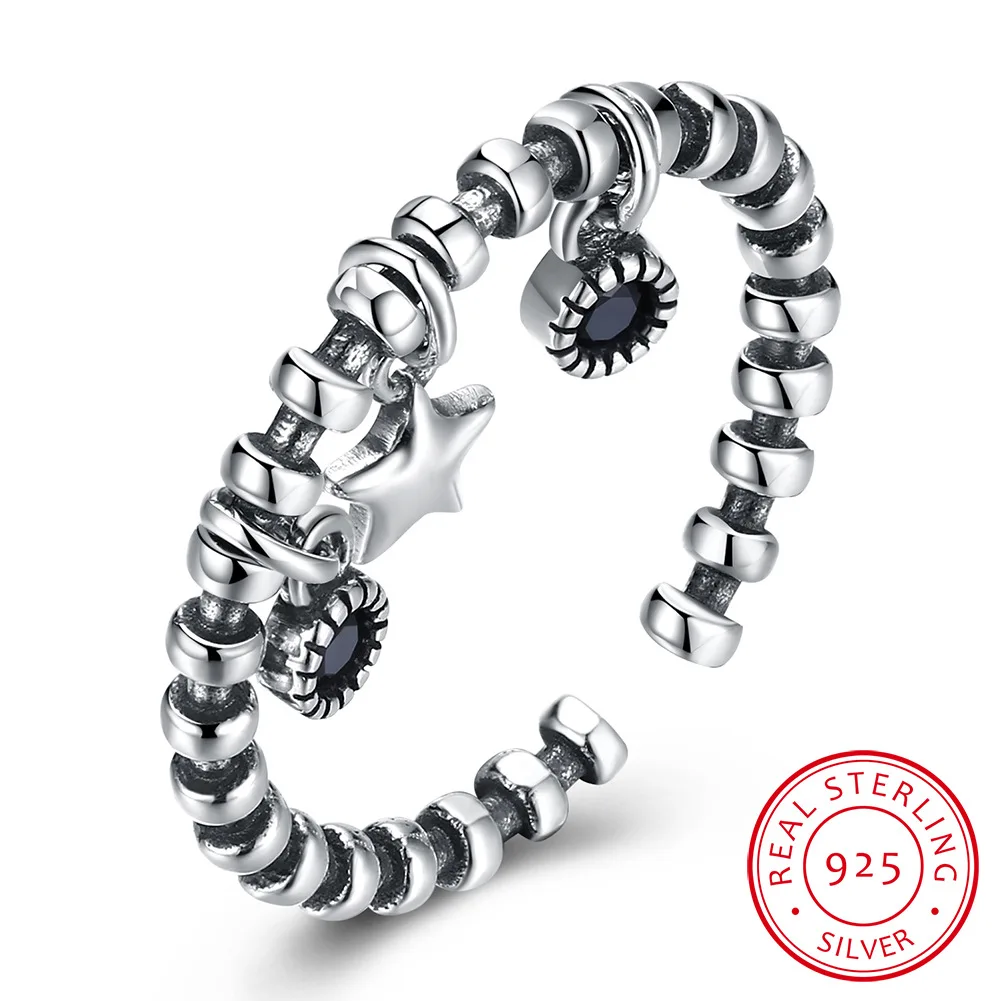 

925 Sterling Silver Fashion Opening Adjustable Still Twist Diamond Rings for Women Star Tail Fine ear Jewelry Halloween Style