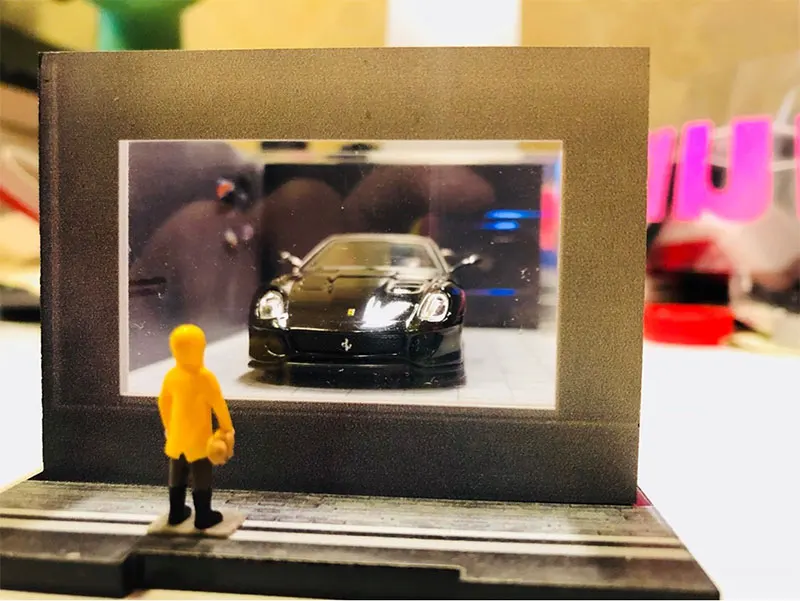 1: 64 масштаб Diorama «Мечта маленького мальчика» окно мальчик мини-подарок украшение автомобиля модель сцены пыли дисплей коробка