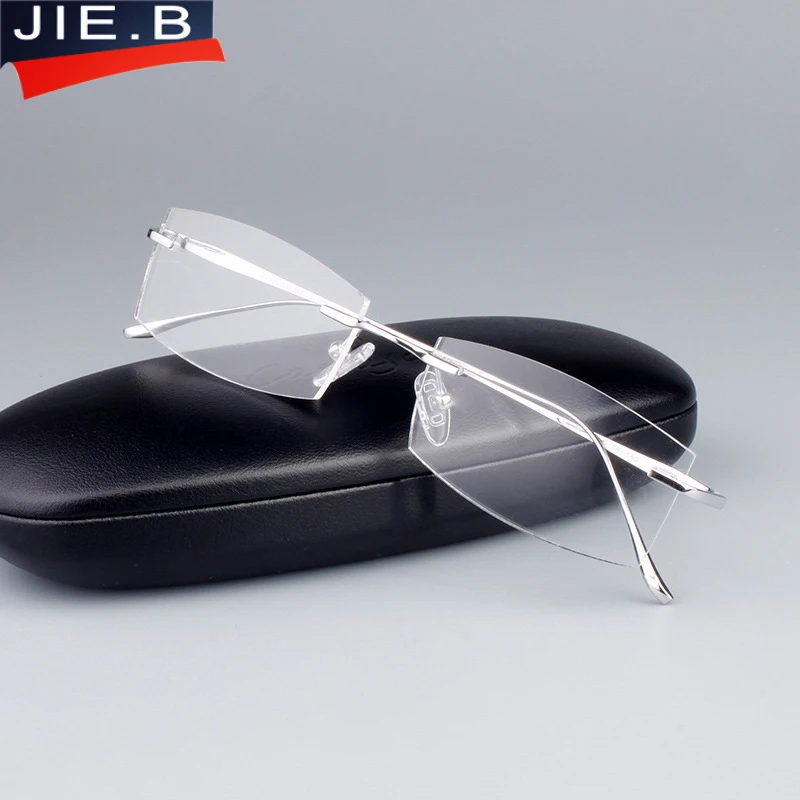

JIE.B Pure Titanium Eyeglasses Men Frames Rimless Glasses Myopia Spectacle Optical glasses frames vintage classic oculos de grau