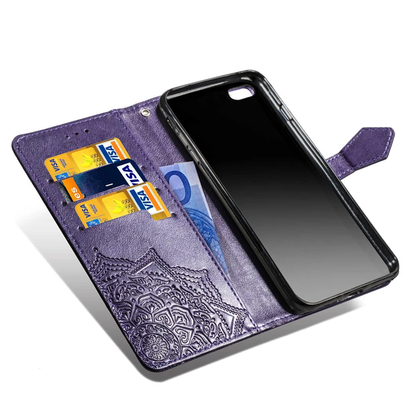 Кожаный чехол-книжка с объемным цветочным узором для iPhone 11 Pro XS Max XR X, чехол-кошелек для iPhone 6S Plus, 7, 8 Plus, 5S, SE, чехол