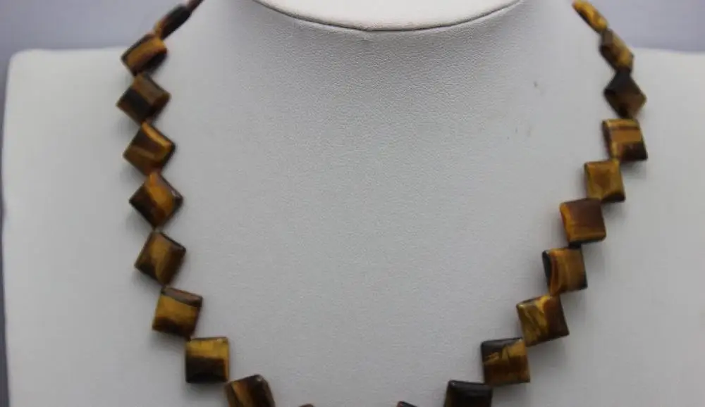 

Multi-color small box necklace DIY Material Tiger Eye 10x10mm 14-15INCH 5.24